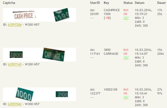 Die Captchs vom 2. Debug